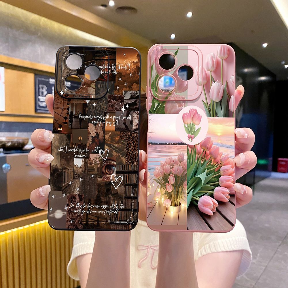For Realme C61 C63 C65 C67 C53 C51 Note 50 60 C21 C33 C30 C35 C11 2021 C12 C15 C21Y C25Y Realme 12 13 Vintage Flower Art Town Butterfly Full Protective Case Anti Drop Cover