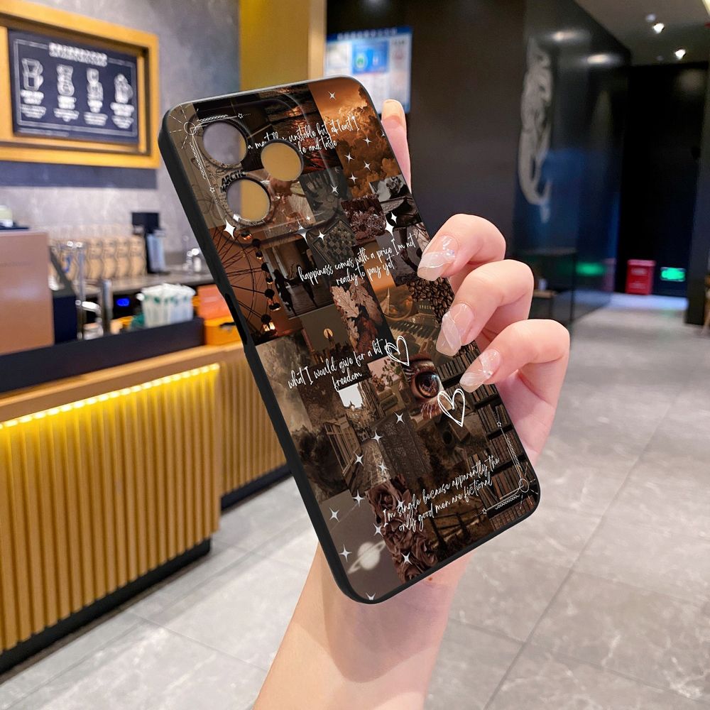 For Realme C61 C63 C65 C67 C53 C51 Note 50 60 C21 C33 C30 C35 C11 2021 C12 C15 C21Y C25Y Realme 12 13 Vintage Flower Art Town Butterfly Full Protective Case Anti Drop Cover