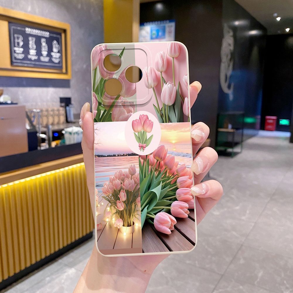 For Realme C61 C63 C65 C67 C53 C51 Note 50 60 C21 C33 C30 C35 C11 2021 C12 C15 C21Y C25Y Realme 12 13 Vintage Flower Art Town Butterfly Full Protective Case Anti Drop Cover