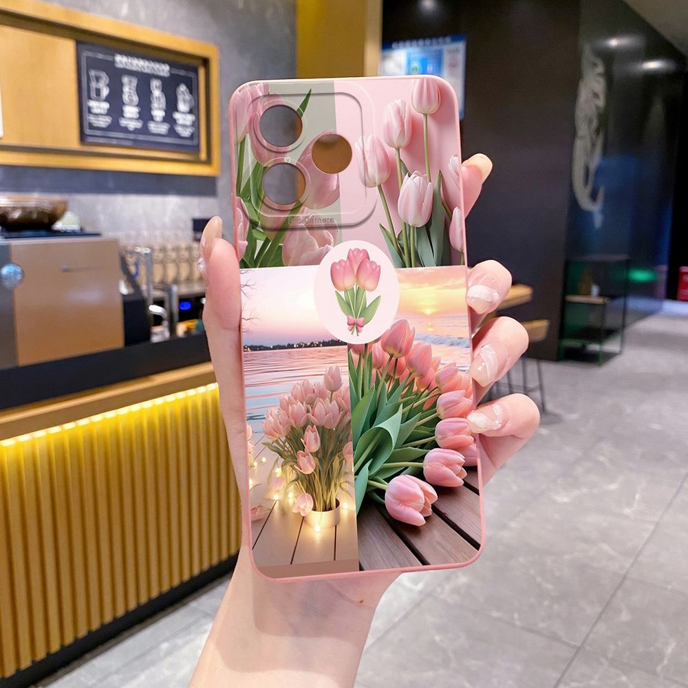 For Realme C61 C63 C65 C67 C53 C51 Note 50 60 C21 C33 C30 C35 C11 2021 C12 C15 C21Y C25Y Realme 12 13 Vintage Flower Art Town Butterfly Full Protective Case Anti Drop Cover