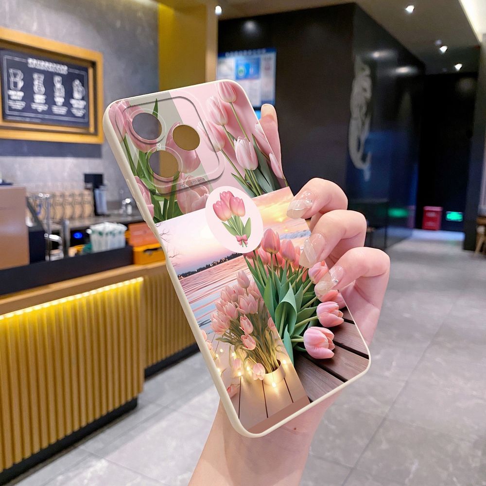 For Realme C61 C63 C65 C67 C53 C51 Note 50 60 C21 C33 C30 C35 C11 2021 C12 C15 C21Y C25Y Realme 12 13 Vintage Flower Art Town Butterfly Full Protective Case Anti Drop Cover