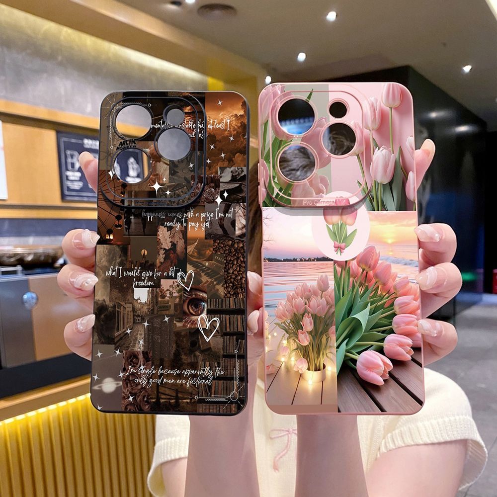 For Infinix Hot 50i 40i 40 Pro Note 12 G96 30 Hot 20 Play 12i 30i 20i 10S 11 Play 11S 10i Smart 8 9 5 Vintage Flower Art Town Butterfly Full Protective Case Anti Drop Cover