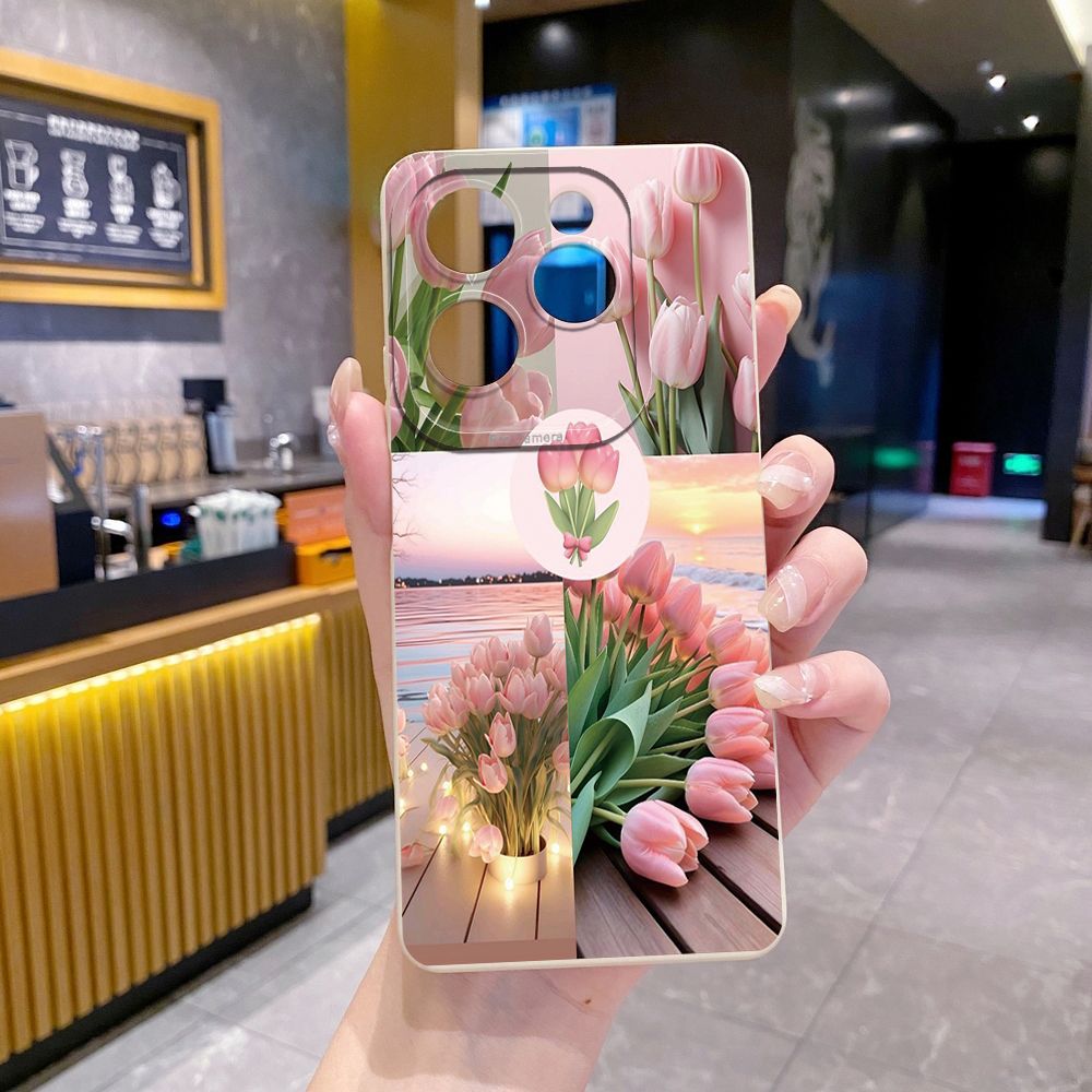 For Infinix Hot 50i 40i 40 Pro Note 12 G96 30 Hot 20 Play 12i 30i 20i 10S 11 Play 11S 10i Smart 8 9 5 Vintage Flower Art Town Butterfly Full Protective Case Anti Drop Cover