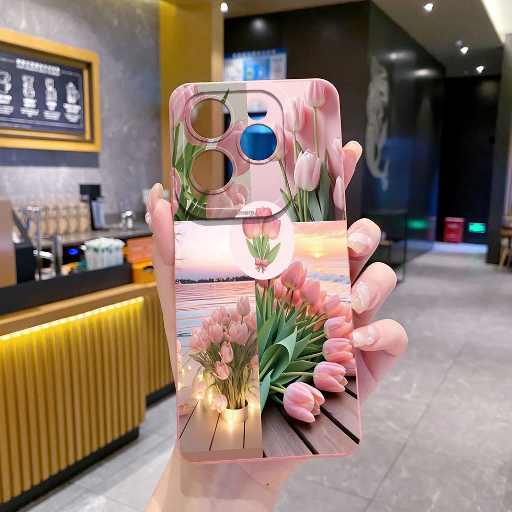 For Infinix Hot 50i 40i 40 Pro Note 12 G96 30 Hot 20 Play 12i 30i 20i 10S 11 Play 11S 10i Smart 8 9 5 Vintage Flower Art Town Butterfly Full Protective Case Anti Drop Cover