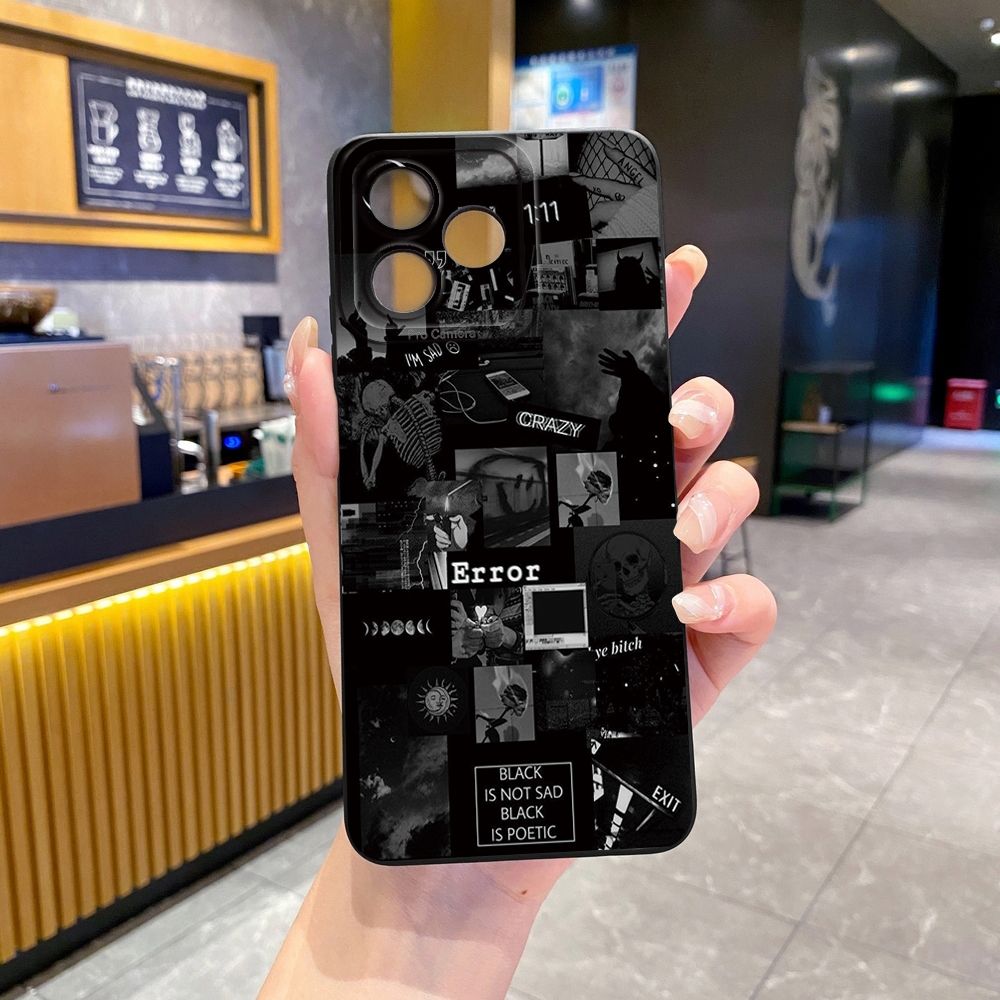 For Realme C61 C63 C65 C67 C53 C51 Note 50 60 C21 C33 C30 C35 C11 2021 C12 C15 C21Y C25Y Realme 12 13 Poetic Black Full Protective Case Anti Drop Cover