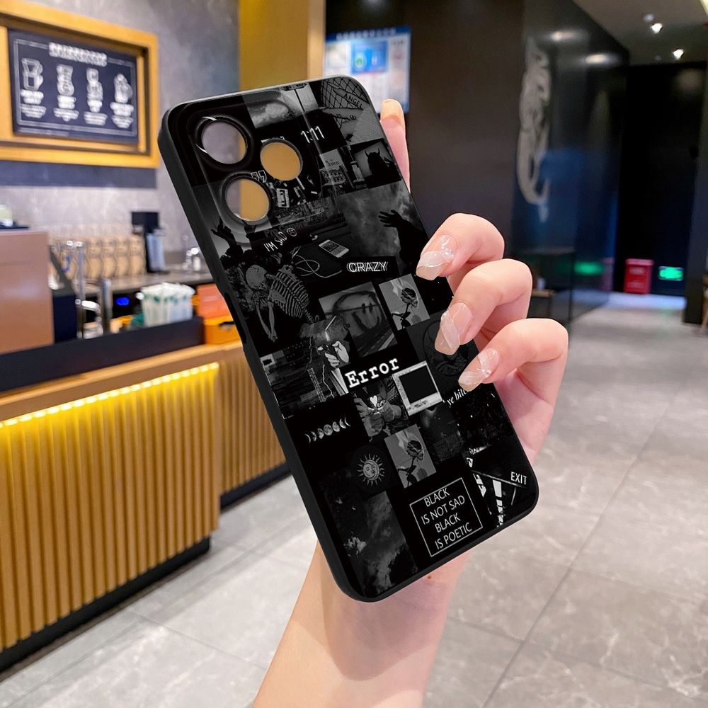 For Realme C61 C63 C65 C67 C53 C51 Note 50 60 C21 C33 C30 C35 C11 2021 C12 C15 C21Y C25Y Realme 12 13 Poetic Black Full Protective Case Anti Drop Cover
