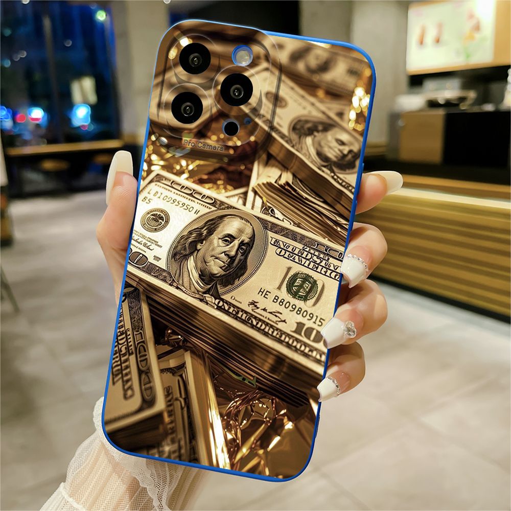 For iPhone 16 Pro Max 14 Plus 13 Pro Max 12 11 XR 8 7 SE 2022 XS Max USD Dollar Cash Full Protective Case Anti Drop Cover