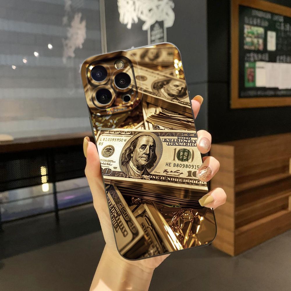 For iPhone 16 Pro Max 14 Plus 13 Pro Max 12 11 XR 8 7 SE 2022 XS Max USD Dollar Cash Full Protective Case Anti Drop Cover