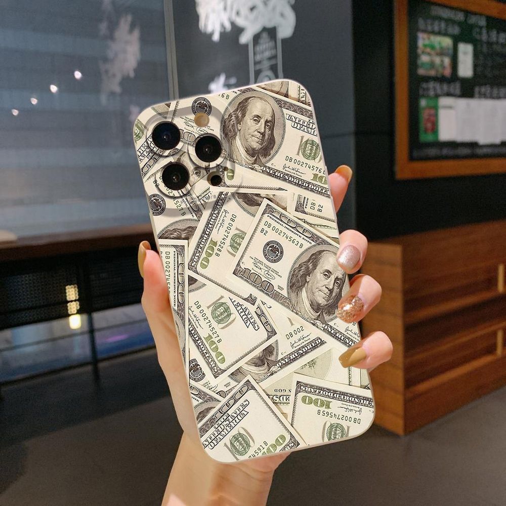 For iPhone 16 Pro Max 14 Plus 13 Pro Max 12 11 XR 8 7 SE 2022 XS Max USD Dollar Cash Full Protective Case Anti Drop Cover