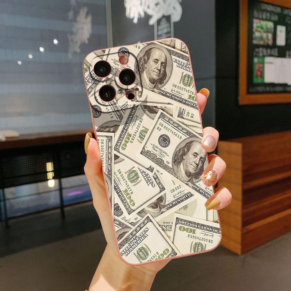 For iPhone 16 Pro Max 14 Plus 13 Pro Max 12 11 XR 8 7 SE 2022 XS Max USD Dollar Cash Full Protective Case Anti Drop Cover