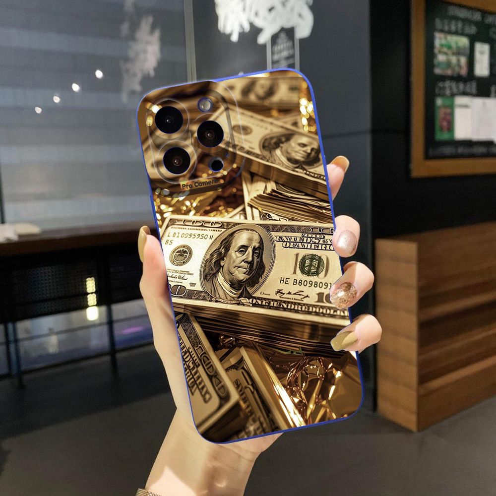 For iPhone 16 Pro Max 14 Plus 13 Pro Max 12 11 XR 8 7 SE 2022 XS Max USD Dollar Cash Full Protective Case Anti Drop Cover