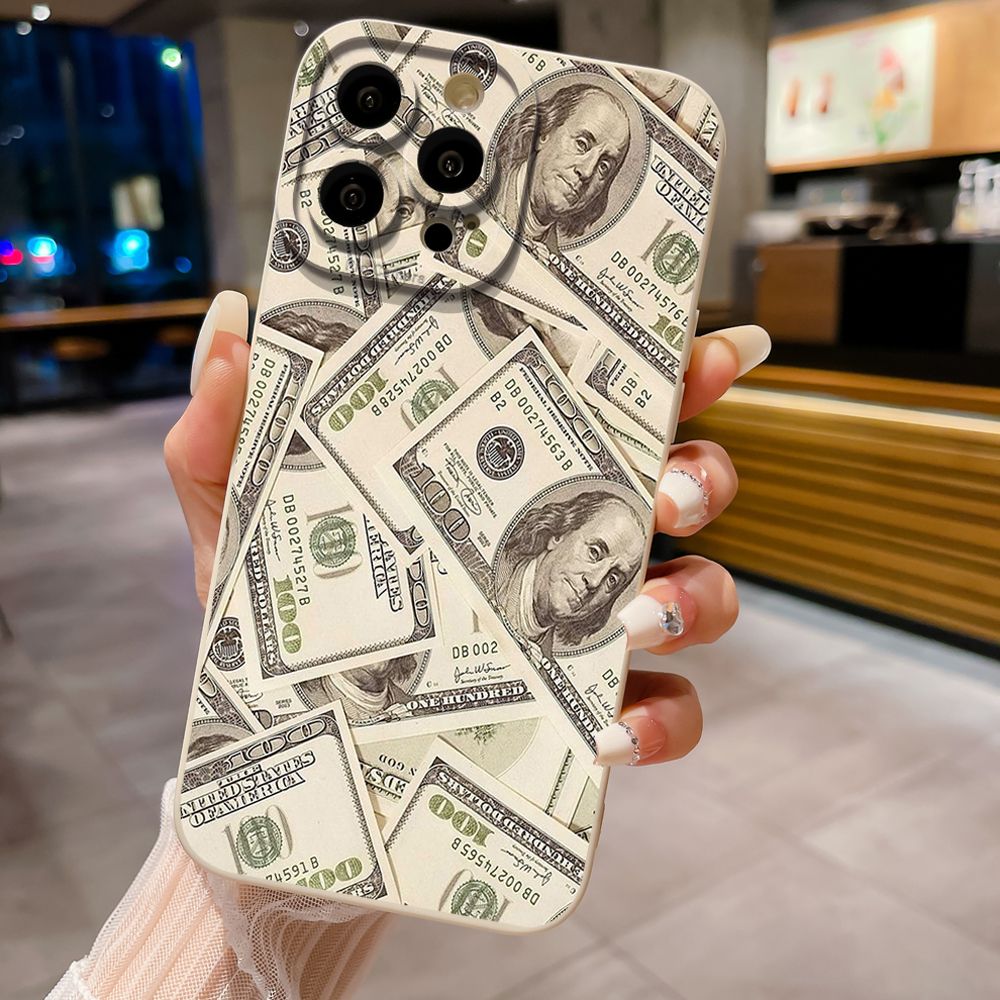 For iPhone 16 Pro Max 14 Plus 13 Pro Max 12 11 XR 8 7 SE 2022 XS Max USD Dollar Cash Full Protective Case Anti Drop Cover