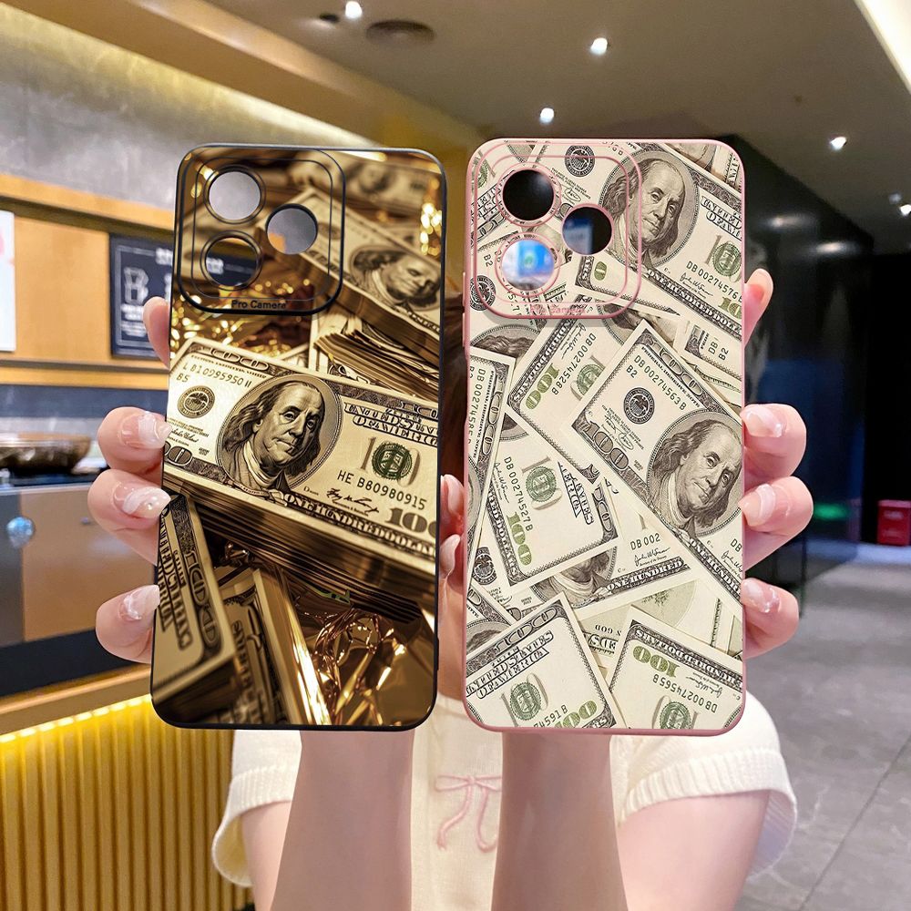 For Realme C61 C63 C65 C67 C53 C51 Note 50 60 C21 C33 C30 C35 C11 2021 C12 C15 C21Y C25Y Realme 12 13 USD Dollar Cash Full Protective Case Anti Drop Cover