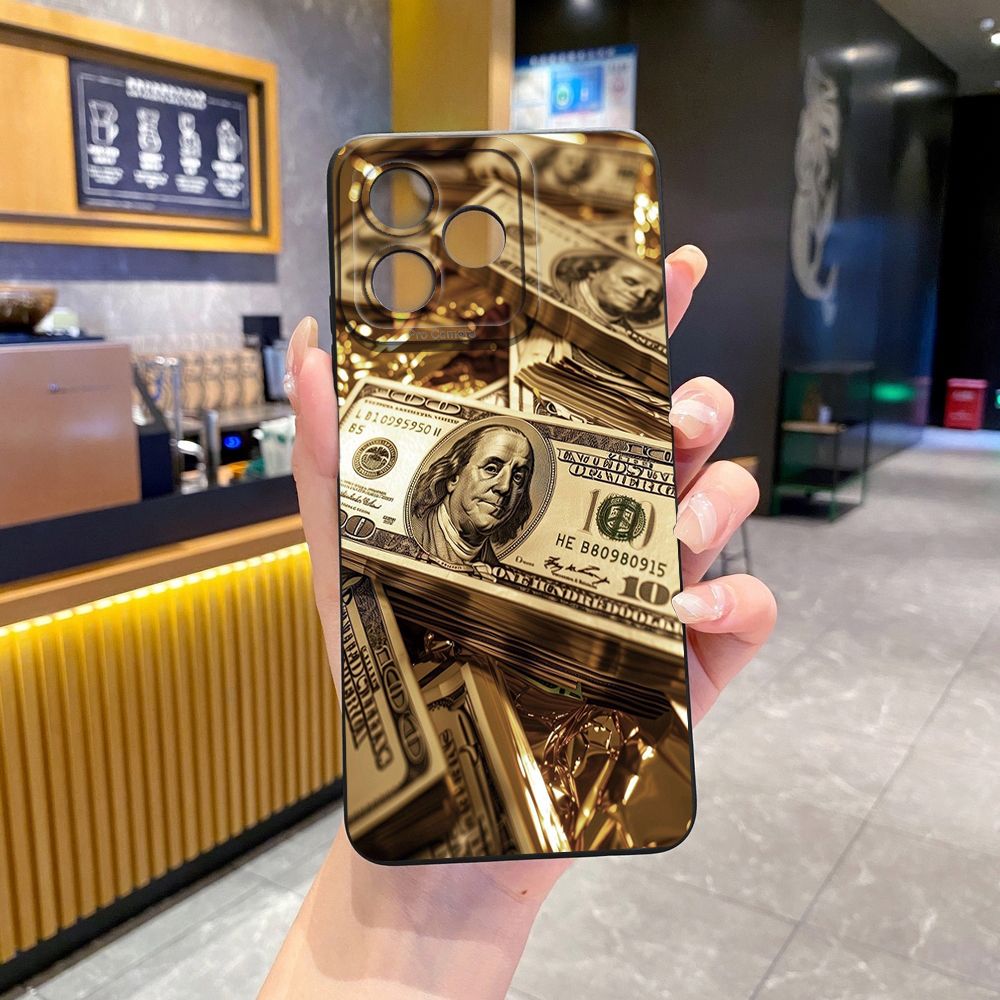 For Realme C61 C63 C65 C67 C53 C51 Note 50 60 C21 C33 C30 C35 C11 2021 C12 C15 C21Y C25Y Realme 12 13 USD Dollar Cash Full Protective Case Anti Drop Cover