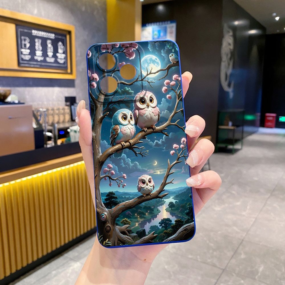 For Realme C61 C63 C65 C67 C53 C51 Note 50 60 C21 C33 C30 C35 C11 2021 C12 C15 C21Y C25Y Realme 12 13 Cute Owl Peacock Full Protective Case Anti Drop Cover