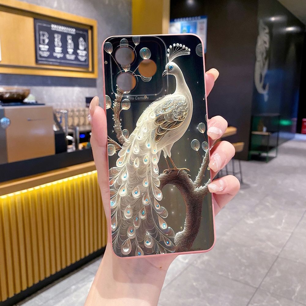 For Realme C61 C63 C65 C67 C53 C51 Note 50 60 C21 C33 C30 C35 C11 2021 C12 C15 C21Y C25Y Realme 12 13 Cute Owl Peacock Full Protective Case Anti Drop Cover