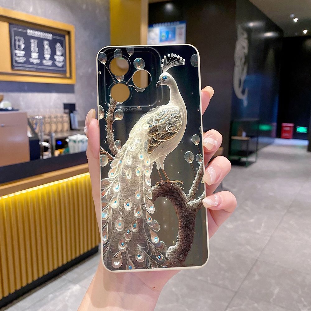 For Realme C61 C63 C65 C67 C53 C51 Note 50 60 C21 C33 C30 C35 C11 2021 C12 C15 C21Y C25Y Realme 12 13 Cute Owl Peacock Full Protective Case Anti Drop Cover