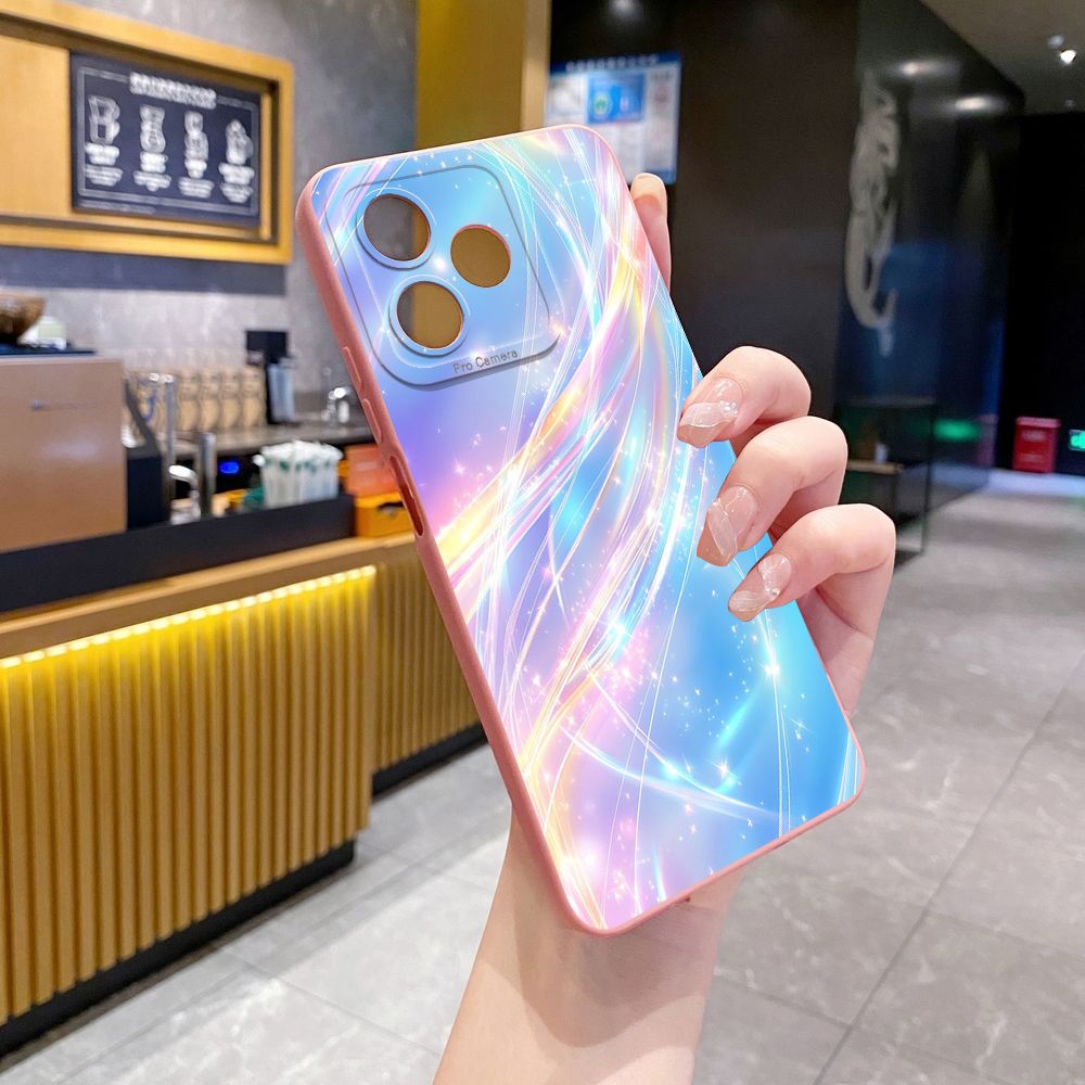 For Realme C61 C63 C65 C67 C53 C51 Note 50 60 C21 C33 C30 C35 C11 2021 C12 C15 C21Y C25Y Realme 12 13 Blue Aurora Full Protective Case Anti Drop Cover