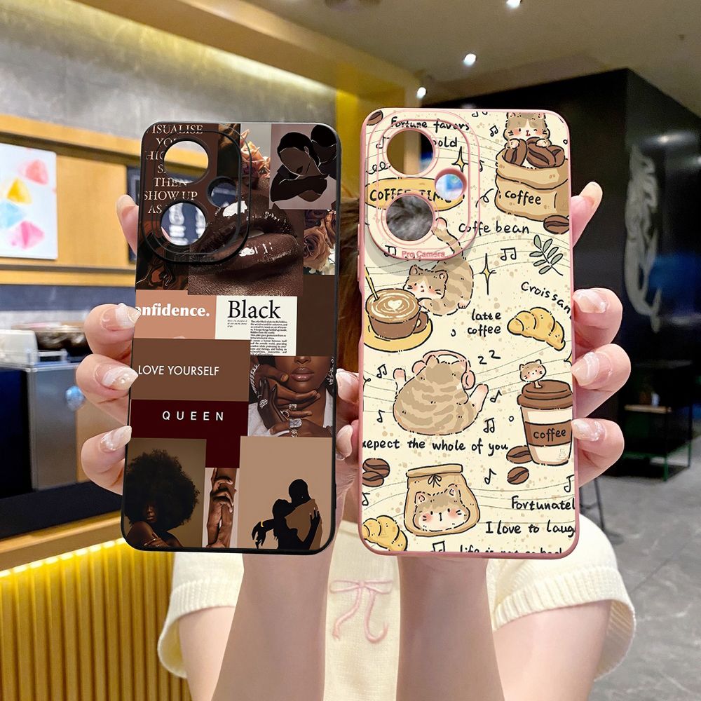 For VIVO Y28 Y03 Y18 Y17S Y27 Y15A Y15S Y02S Y02A Y36 Y33S Y12S Y12A Y01 Y1S Y20A Y22 Cute Coffee Cat Full Protective Case Anti Drop Cover