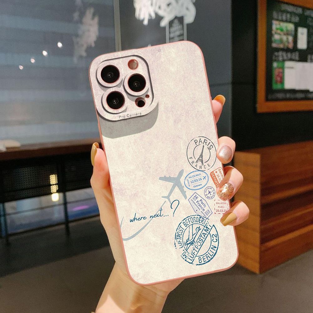 For iPhone 16 Pro Max 14 Plus 13 Pro Max 12 11 XR 8 7 SE 2022 XS Max Map Compass Airplane Full Protective Case Anti Drop Cover