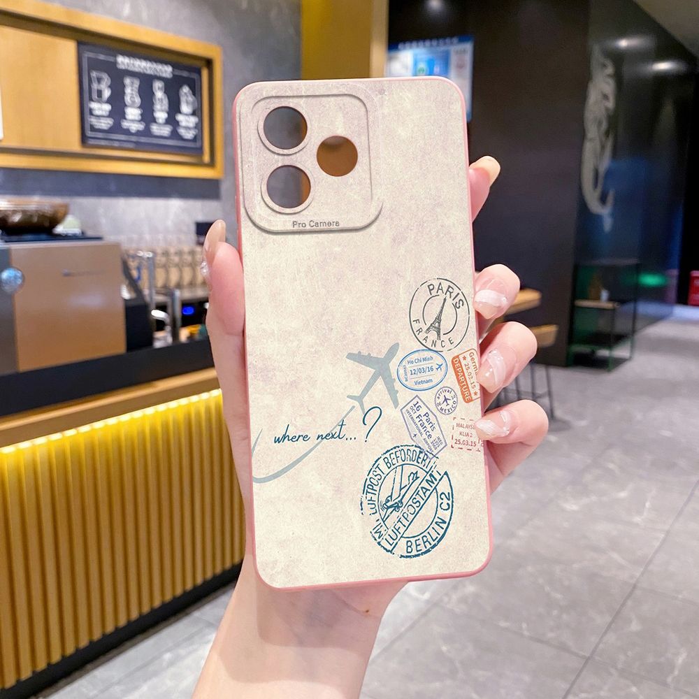 For Realme C61 C63 C65 C67 C53 C51 Note 50 60 C21 C33 C30 C35 C11 2021 C12 C15 C21Y C25Y Realme 12 13 Map Compass Airplane Full Protective Case Anti Drop Cover