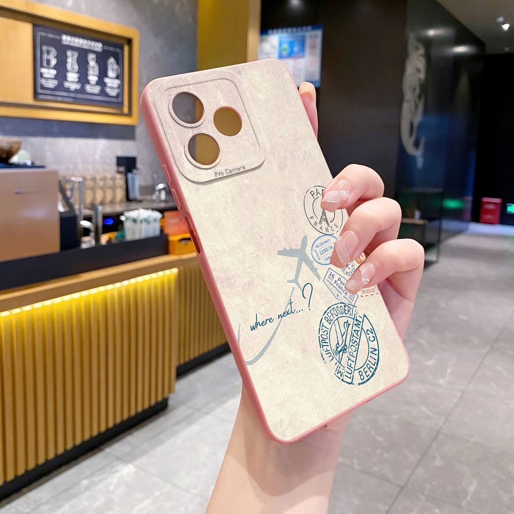 For Realme C61 C63 C65 C67 C53 C51 Note 50 60 C21 C33 C30 C35 C11 2021 C12 C15 C21Y C25Y Realme 12 13 Map Compass Airplane Full Protective Case Anti Drop Cover