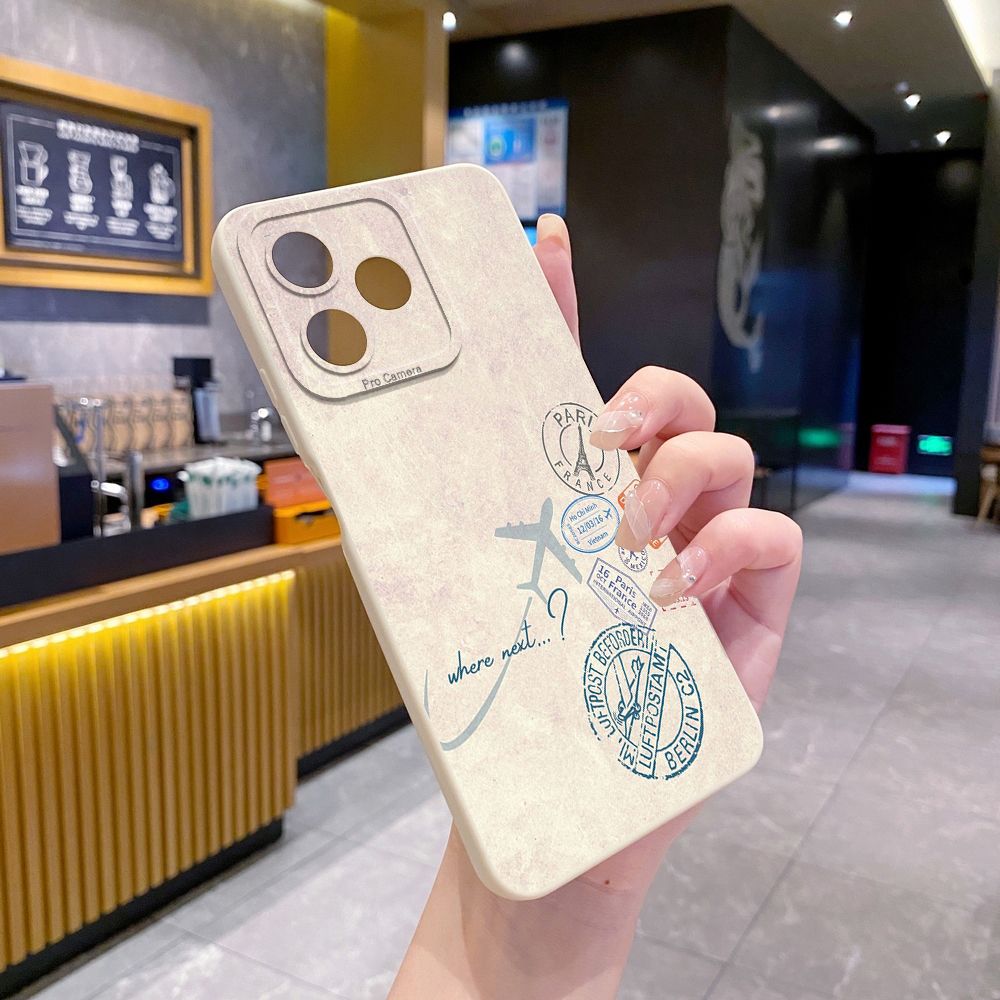 For Realme C61 C63 C65 C67 C53 C51 Note 50 60 C21 C33 C30 C35 C11 2021 C12 C15 C21Y C25Y Realme 12 13 Map Compass Airplane Full Protective Case Anti Drop Cover
