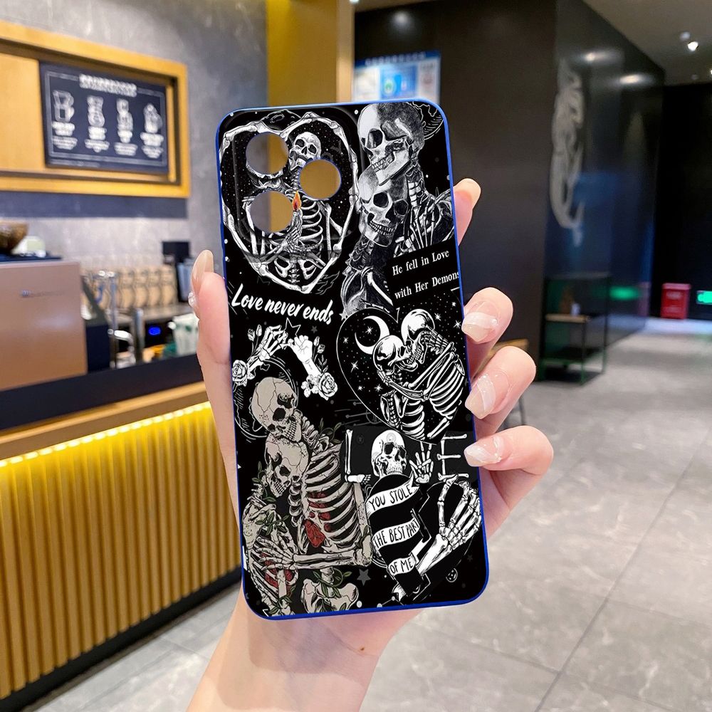 For Realme C61 C63 C65 C67 C53 C51 Note 50 60 C21 C33 C30 C35 C11 2021 C12 C15 C21Y C25Y Realme 12 13 Skeleton Flower Lover Full Protective Case Anti Drop Cover
