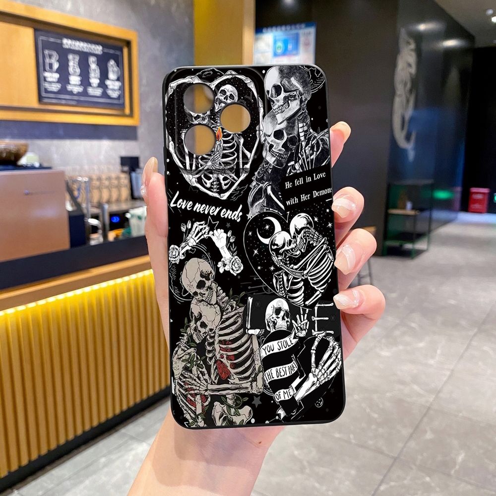 For Realme C61 C63 C65 C67 C53 C51 Note 50 60 C21 C33 C30 C35 C11 2021 C12 C15 C21Y C25Y Realme 12 13 Skeleton Flower Lover Full Protective Case Anti Drop Cover