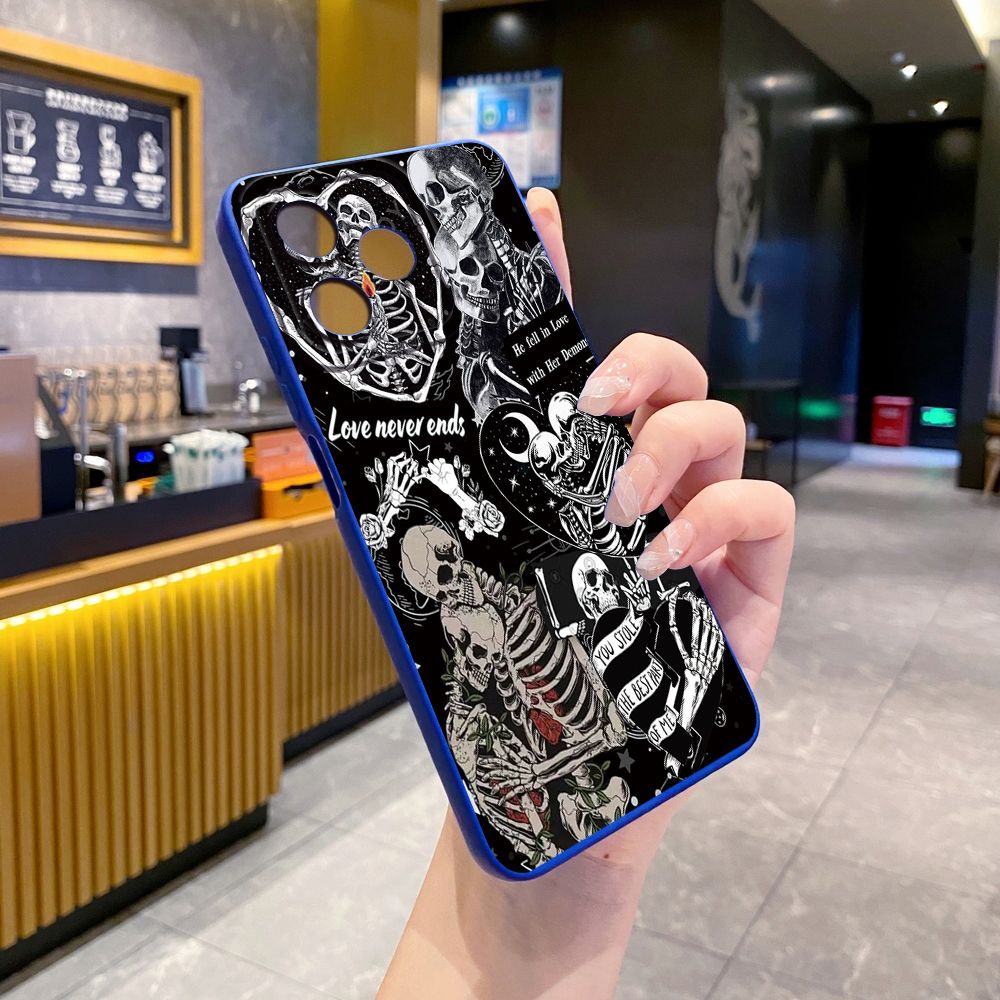 For Realme C61 C63 C65 C67 C53 C51 Note 50 60 C21 C33 C30 C35 C11 2021 C12 C15 C21Y C25Y Realme 12 13 Skeleton Flower Lover Full Protective Case Anti Drop Cover