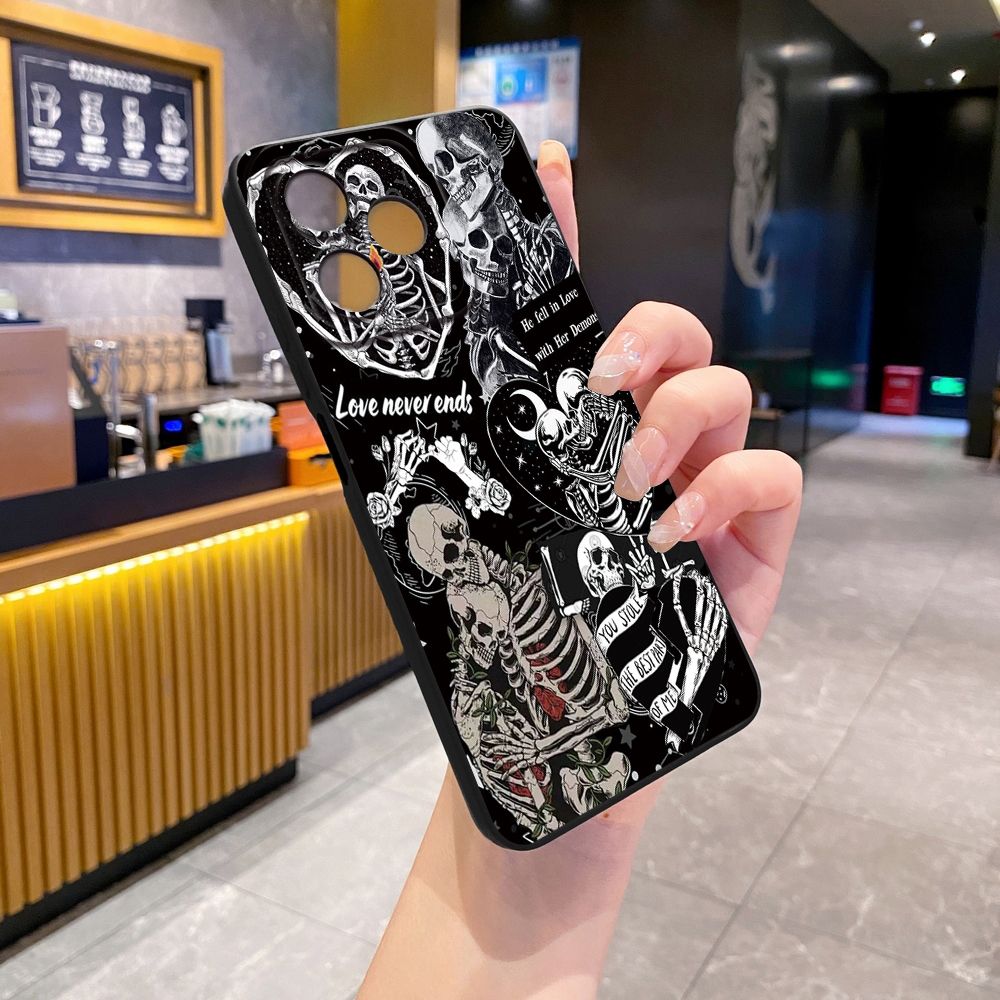 For Realme C61 C63 C65 C67 C53 C51 Note 50 60 C21 C33 C30 C35 C11 2021 C12 C15 C21Y C25Y Realme 12 13 Skeleton Flower Lover Full Protective Case Anti Drop Cover