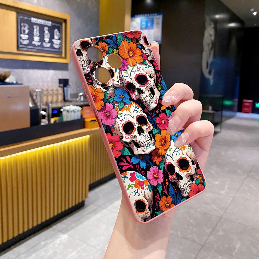 For Realme C61 C63 C65 C67 C53 C51 Note 50 60 C21 C33 C30 C35 C11 2021 C12 C15 C21Y C25Y Realme 12 13 Skeleton Flower Lover Full Protective Case Anti Drop Cover