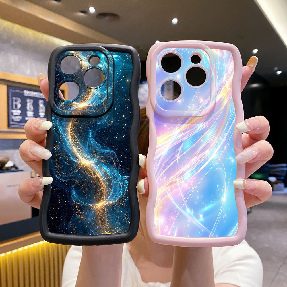 For Tecno Camon 19 Pro NEO 20 30 POP 6 GO 7 Spark GO 2023 8C 9 10 Pro 20C Blue Aurora Wave Frame Phone Case Anti Drop Cover