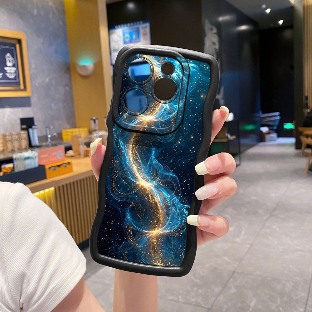 For Tecno Camon 19 Pro NEO 20 30 POP 6 GO 7 Spark GO 2023 8C 9 10 Pro 20C Blue Aurora Wave Frame Phone Case Anti Drop Cover