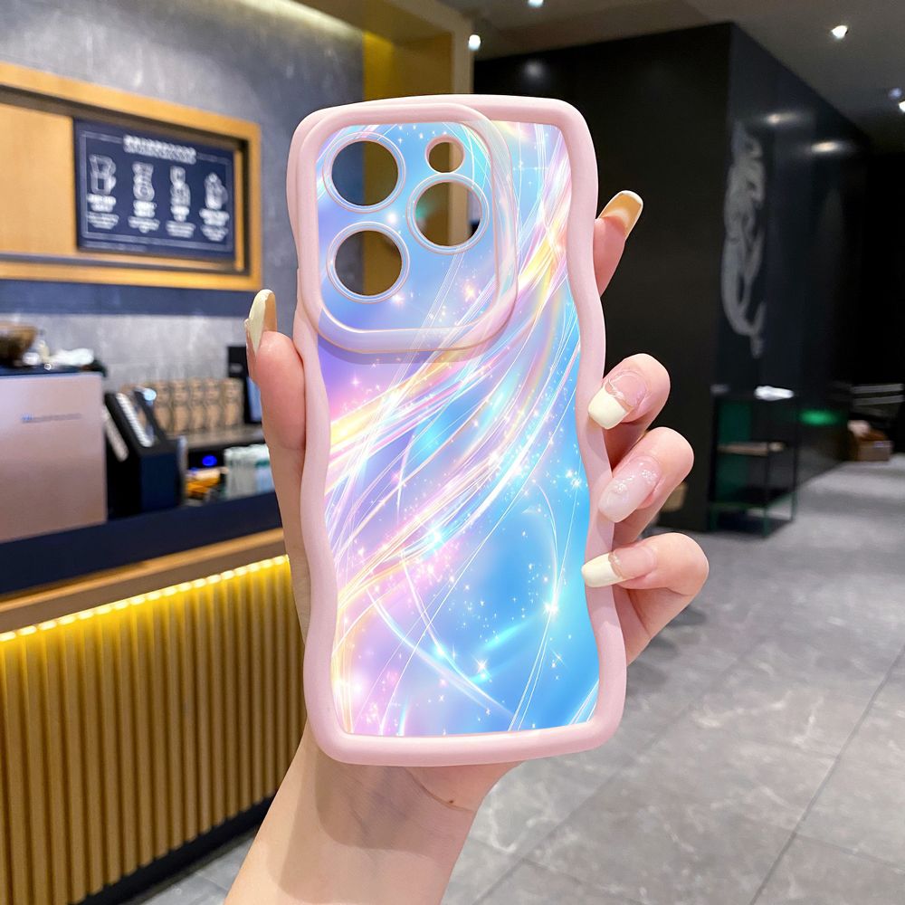 For Tecno Camon 19 Pro NEO 20 30 POP 6 GO 7 Spark GO 2023 8C 9 10 Pro 20C Blue Aurora Wave Frame Phone Case Anti Drop Cover