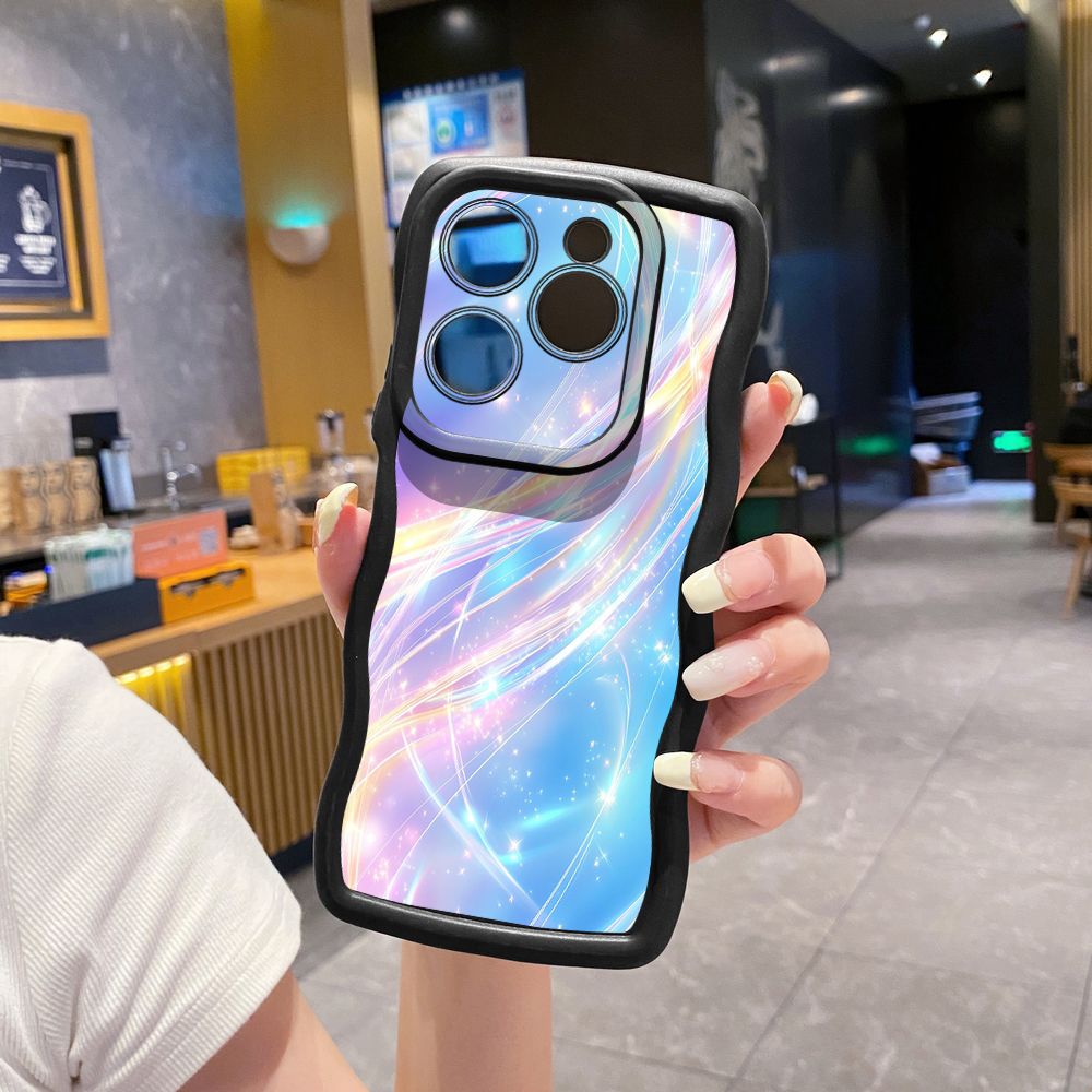For Tecno Camon 19 Pro NEO 20 30 POP 6 GO 7 Spark GO 2023 8C 9 10 Pro 20C Blue Aurora Wave Frame Phone Case Anti Drop Cover