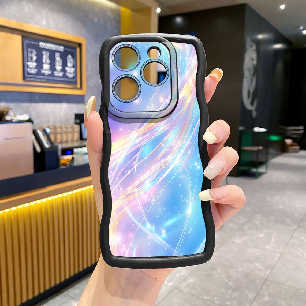 For Tecno Camon 19 Pro NEO 20 30 POP 6 GO 7 Spark GO 2023 8C 9 10 Pro 20C Blue Aurora Wave Frame Phone Case Anti Drop Cover