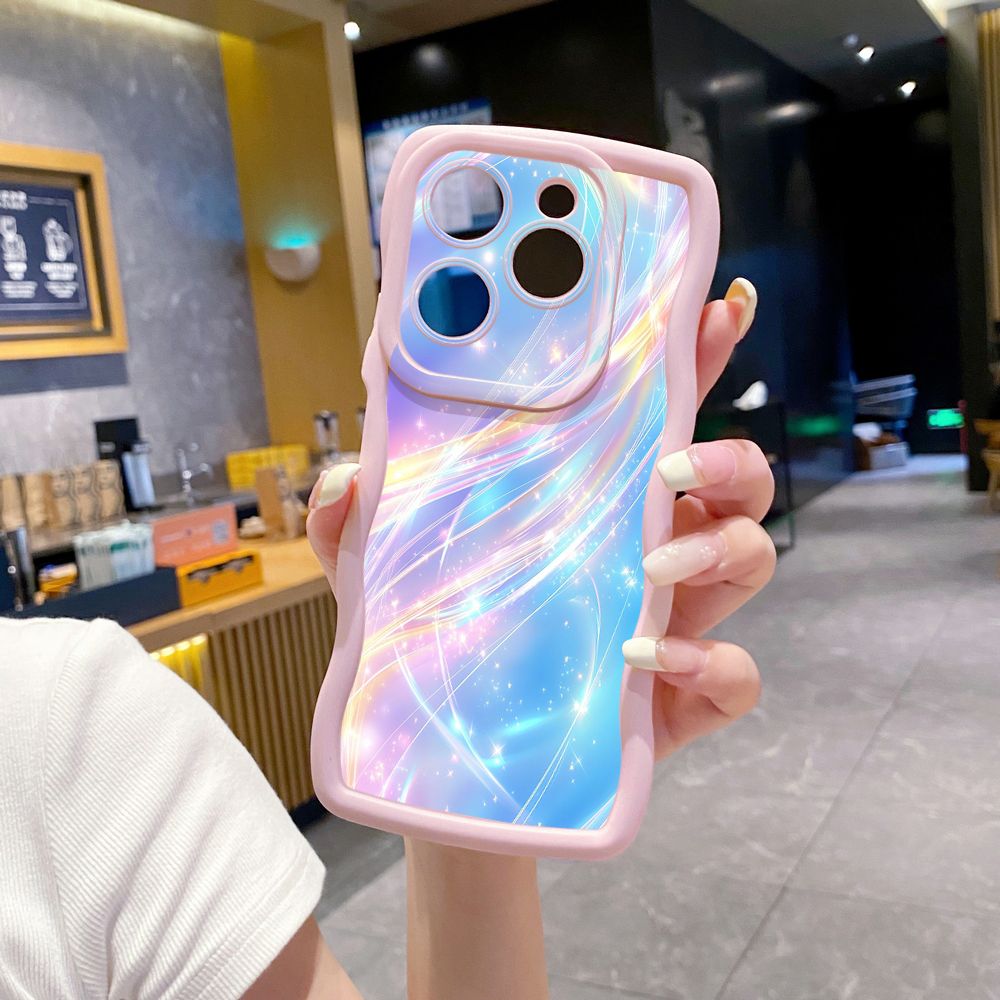 For Tecno Camon 19 Pro NEO 20 30 POP 6 GO 7 Spark GO 2023 8C 9 10 Pro 20C Blue Aurora Wave Frame Phone Case Anti Drop Cover