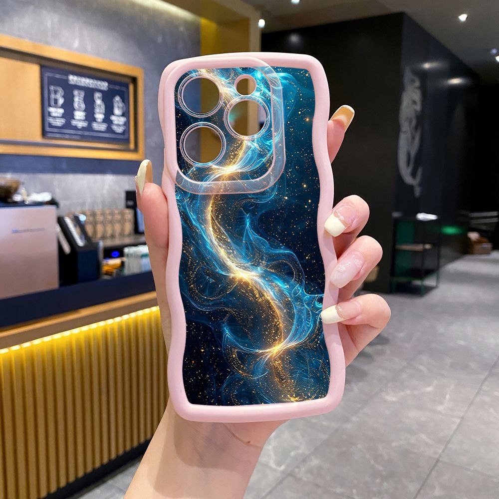 For Tecno Camon 19 Pro NEO 20 30 POP 6 GO 7 Spark GO 2023 8C 9 10 Pro 20C Blue Aurora Wave Frame Phone Case Anti Drop Cover
