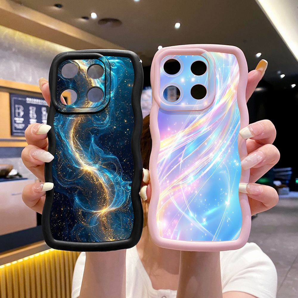 For ITEl A04 A60 A70 P40 S23 Plus Blue Aurora Wave Frame Phone Case Anti Drop Cover