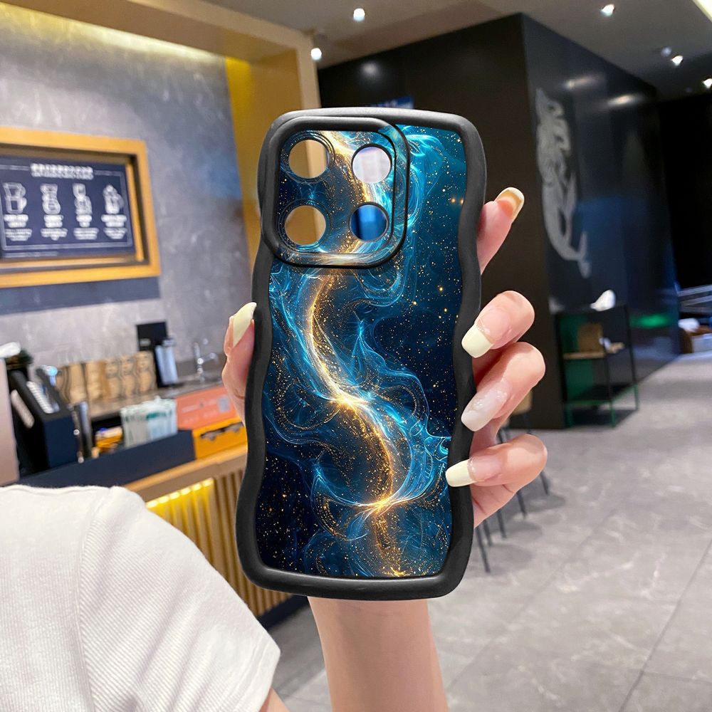 For ITEl A04 A60 A70 P40 S23 Plus Blue Aurora Wave Frame Phone Case Anti Drop Cover