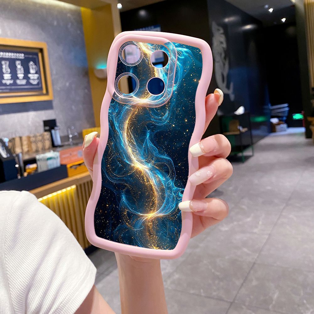 For ITEl A04 A60 A70 P40 S23 Plus Blue Aurora Wave Frame Phone Case Anti Drop Cover