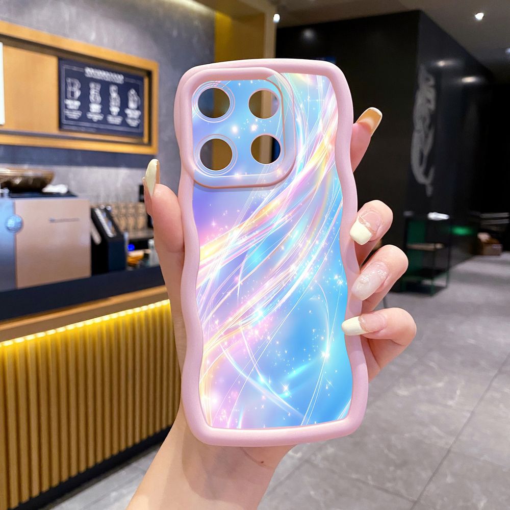 For ITEl A04 A60 A70 P40 S23 Plus Blue Aurora Wave Frame Phone Case Anti Drop Cover
