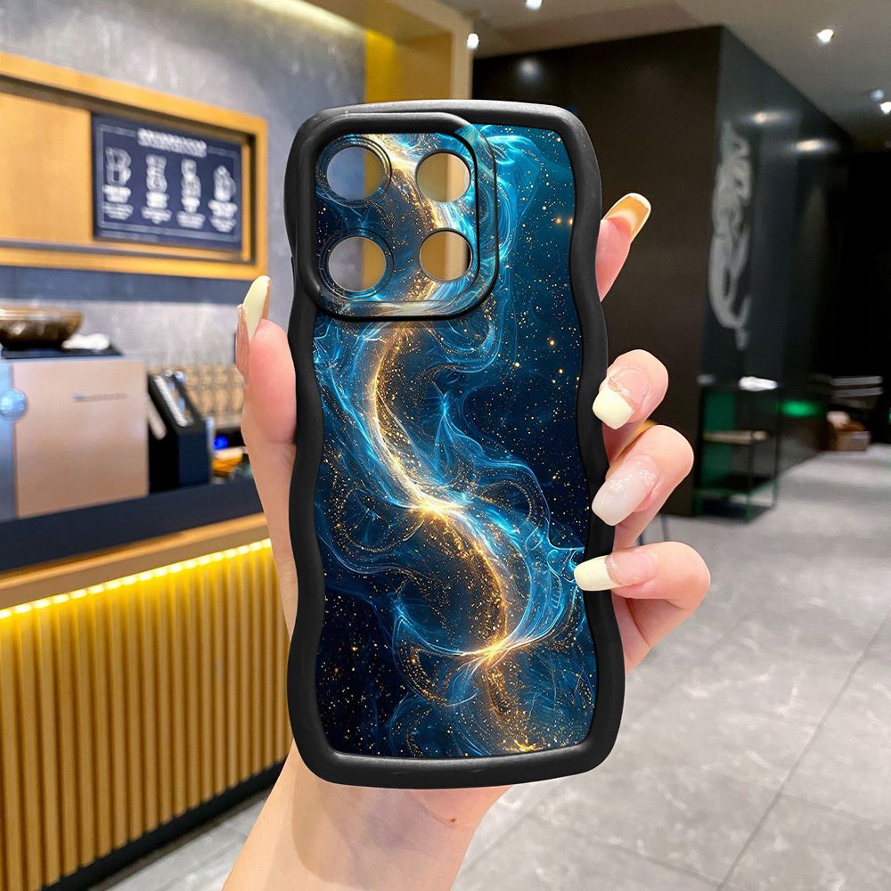 For ITEl A04 A60 A70 P40 S23 Plus Blue Aurora Wave Frame Phone Case Anti Drop Cover