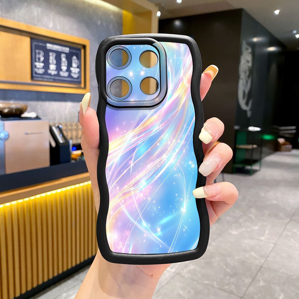 For ITEl A04 A60 A70 P40 S23 Plus Blue Aurora Wave Frame Phone Case Anti Drop Cover