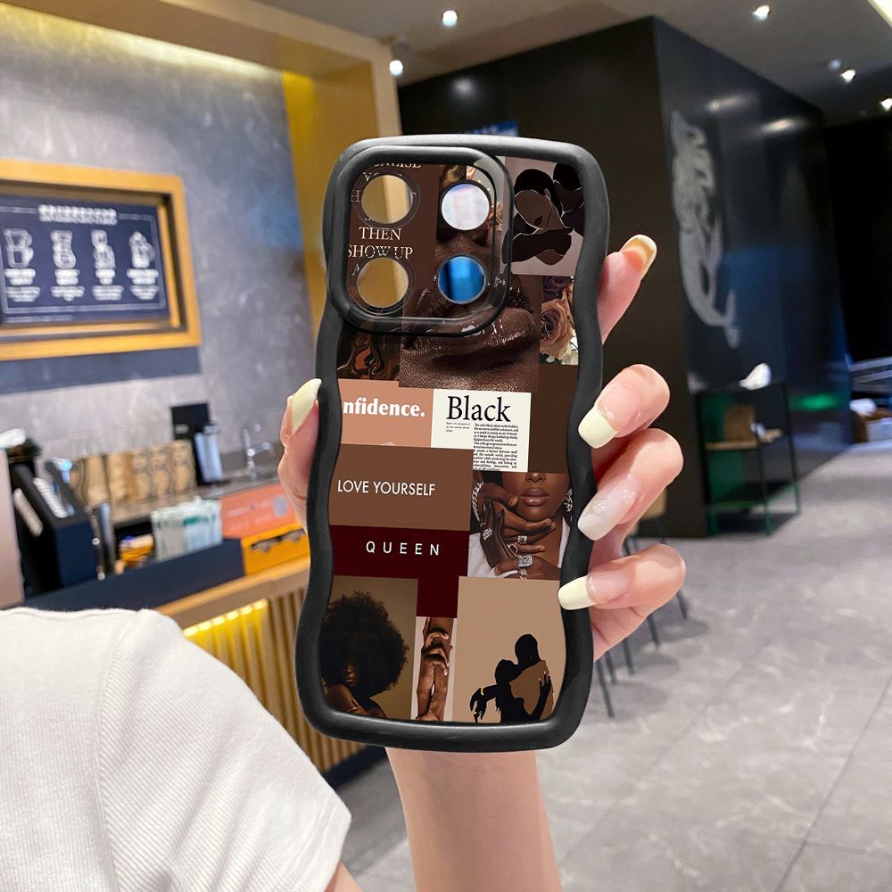 For ITEl A04 A60 A70 P40 S23 Plus Cute Coffee Cat Wave Frame Phone Case Anti Drop Cover