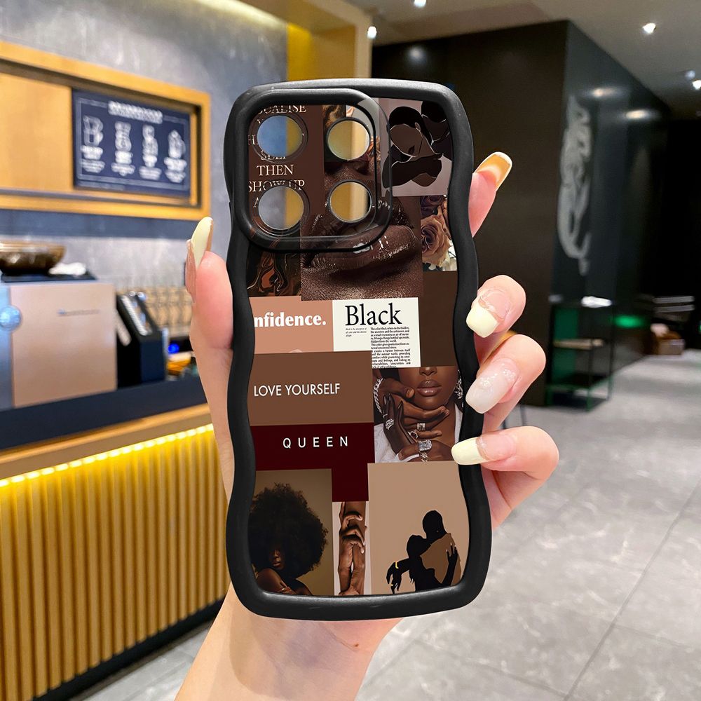 For ITEl A04 A60 A70 P40 S23 Plus Cute Coffee Cat Wave Frame Phone Case Anti Drop Cover