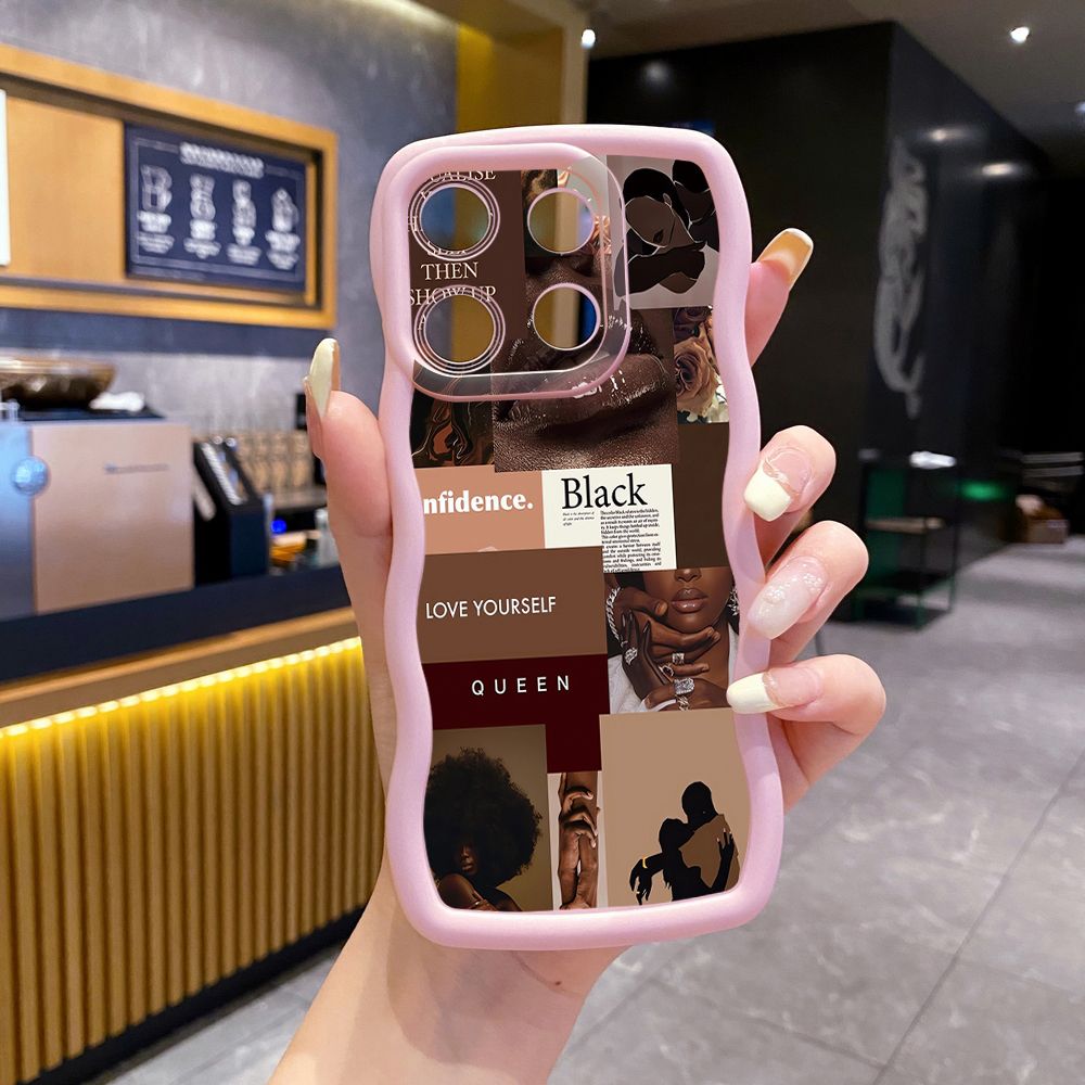 For ITEl A04 A60 A70 P40 S23 Plus Cute Coffee Cat Wave Frame Phone Case Anti Drop Cover