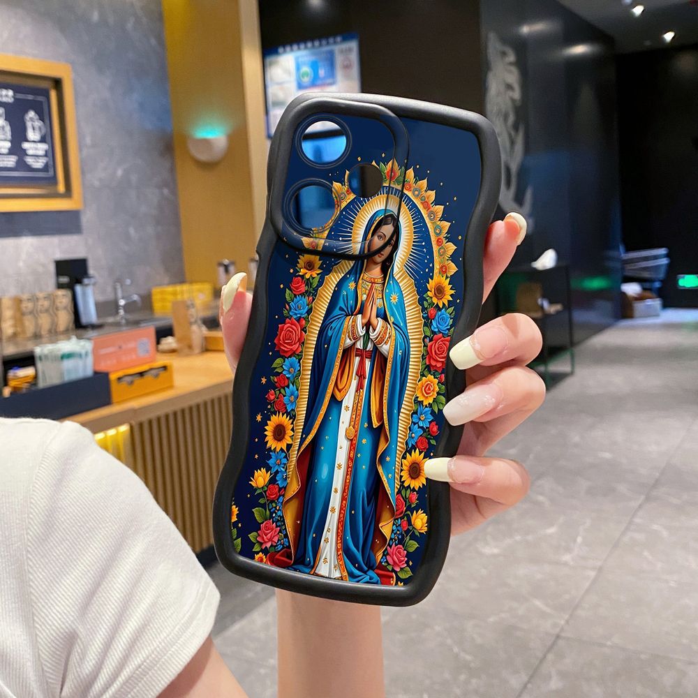 For OPPO Realme C67 C53 C51 Note 50 C21Y C25Y C33 C30 C35 9i Purple Butterfly Flower Girl Wave Frame Phone Case Anti Drop Cover