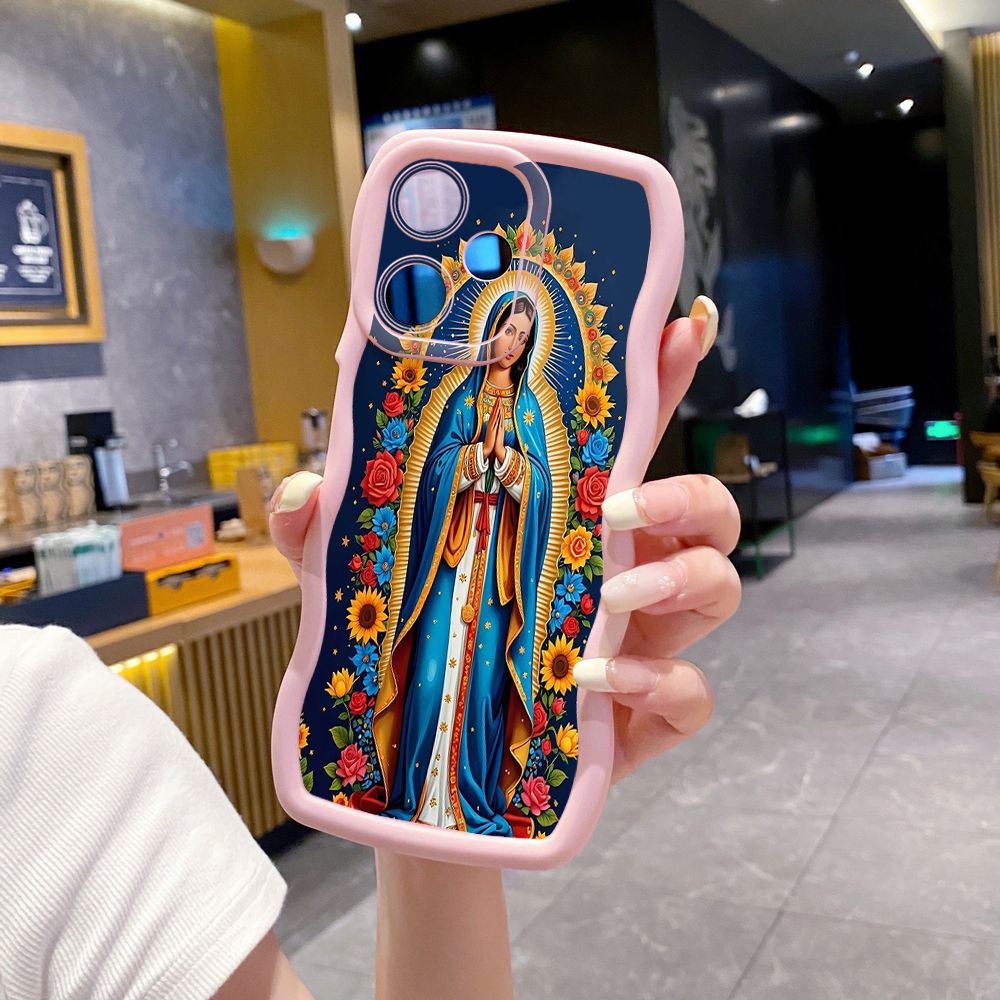 For OPPO Realme C67 C53 C51 Note 50 C21Y C25Y C33 C30 C35 9i Purple Butterfly Flower Girl Wave Frame Phone Case Anti Drop Cover